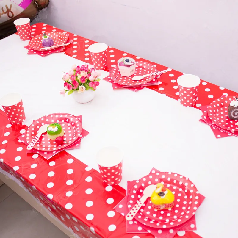 

Polka Dot Theme Party Tablecloth 108x180cm Table Cover Children Kids Birthday Party Decorations Birthday Halloween
