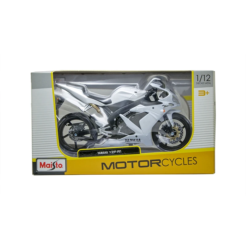 Модель мотоцикла MAISTO YAMA YZFR1 белого цвета масштаба 1:12, мотоцикл из литого металла в миниатюрном исполнении для коллекционирования в подарок на гонку игрушек.