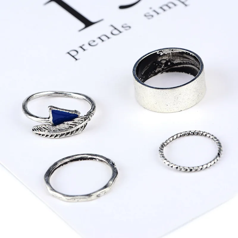 2017 хит набор колец металлическое перо золотистого цвета Круглый 4 шт./компл.