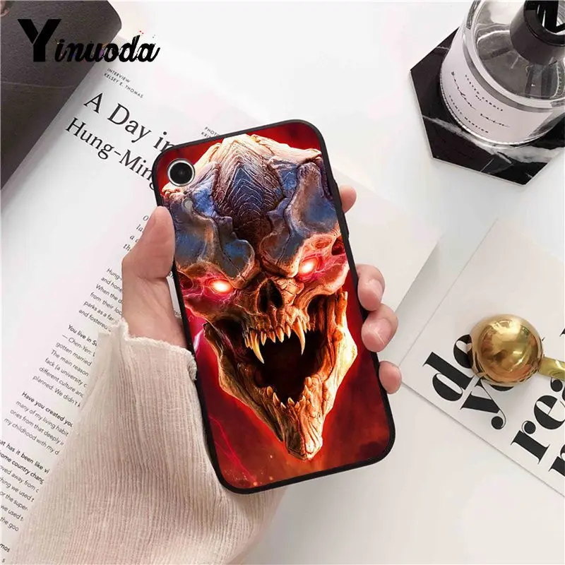 Yinuoda череп игра Doom новое поступление черный чехол для телефона для iPhone 5 5Sx 6 7 7plus 8 8Plus X XS MAX XR 10 Чехол