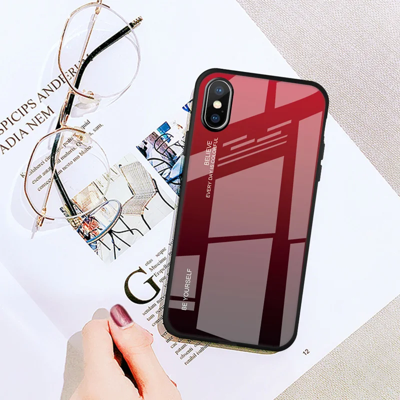 Роскошный чехол для iPhone X XS 11 Pro Max 8 7 6 6S Plus глянцевый ультра тонкий из закаленного
