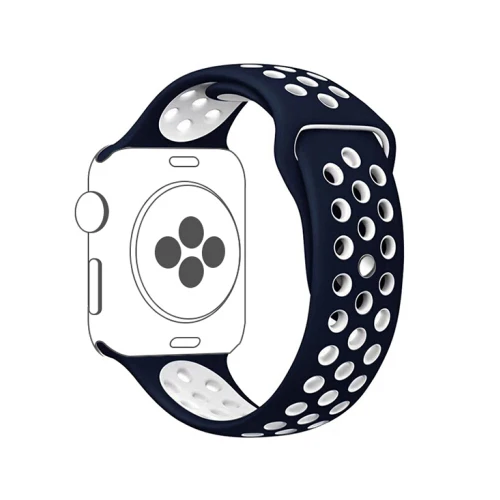 blue white 15 Спортивный силиконовый ремешок для apple watch группа 4 5 44 мм 40 мм, 42 мм, 38 мм, версия наручных часов iwatch, 5/4/3/2/1 ремень браслет резиновый ремешок для часов аксессуары - Цвет ремешка: blue white 15