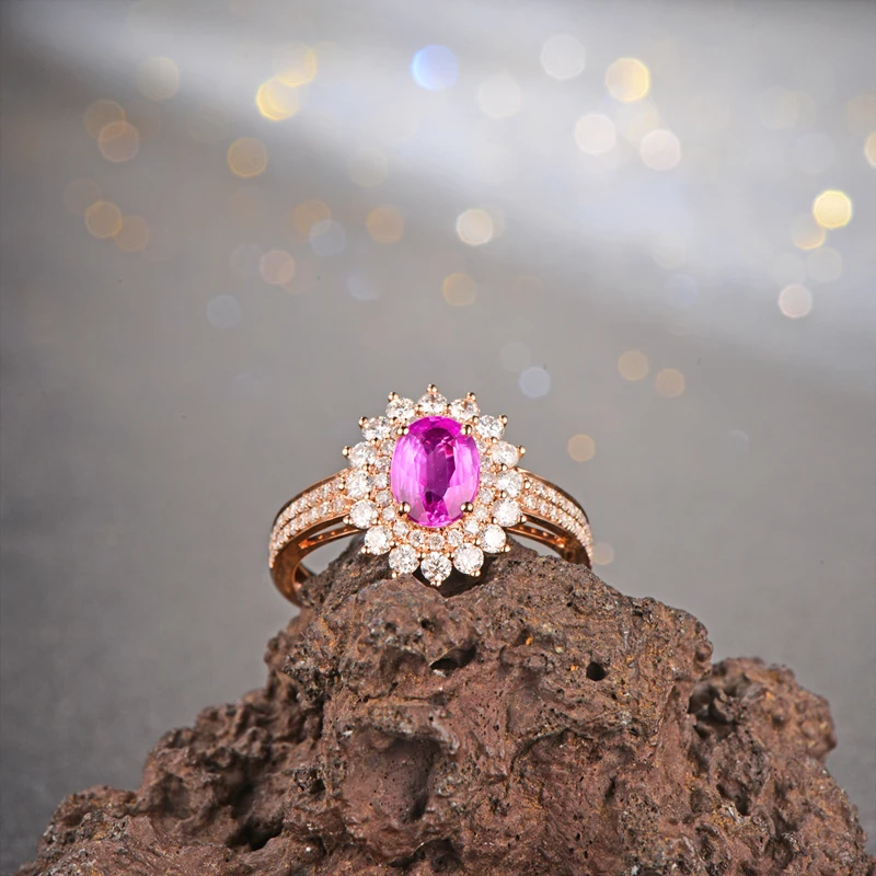 18k/Au750 Gold 1.02ct Pink Sapphire &amp 0.65ct Natural Diamond Engagement Ring Fine Jewelry | Украшения и аксессуары