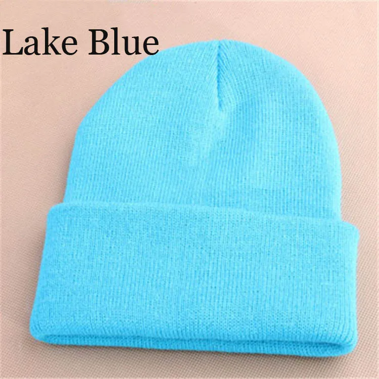 Lake Blue Модные вязаные неоновые женские шапочки для девочек, 28 цветов, Осенние повседневные эластичные женские теплые зимние шапки унисекс, Gorros Hombres - Цвет: Lake Blue