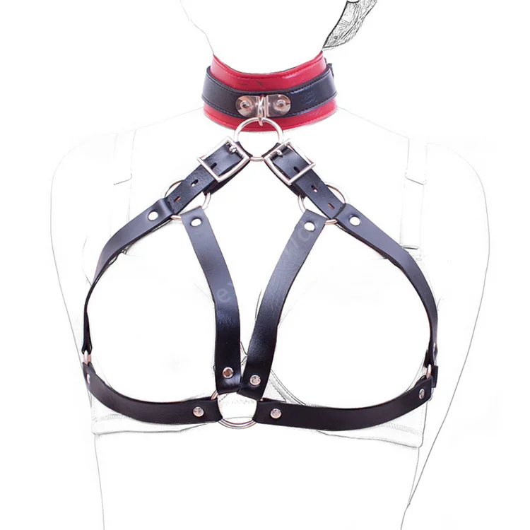 Искусственная кожа BDSM Косплей упряжь для тела открытая ниппель Сексуальная