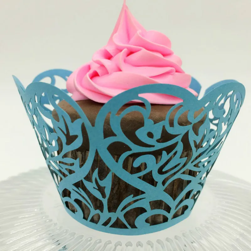 100 шт. полые бумажные стаканчики для торта в форме сердца лазерная гравировка