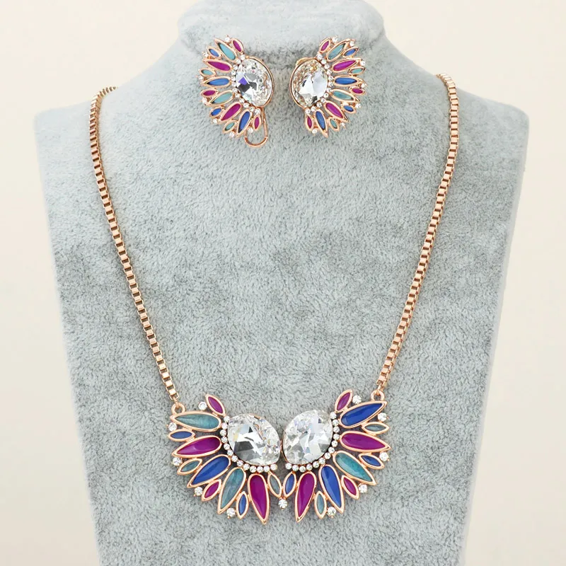 Neoglory кристалл и стразы комплект ювелирных изделий эмаль роскошное красочное