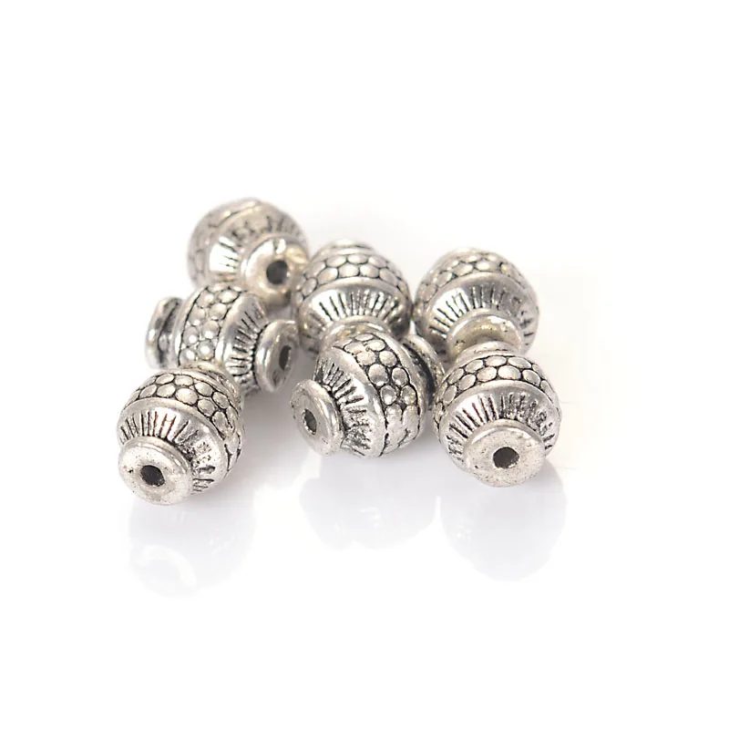 

Miasol 30 Pcs 8x7MM Tibet Antique Silver CCB Color Antique Design Charms Spacer Stripe Beads For Diy Jewelry Making Findings