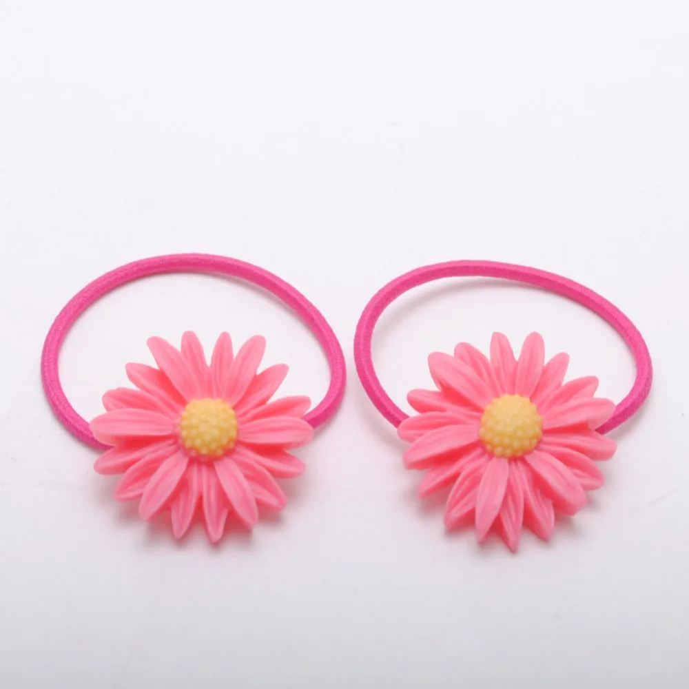 2.5cm Girls Elastic Hair Bands Daisy Flower Hair Tie Cute Hair Gum Hair Accessories Gift For Kids
