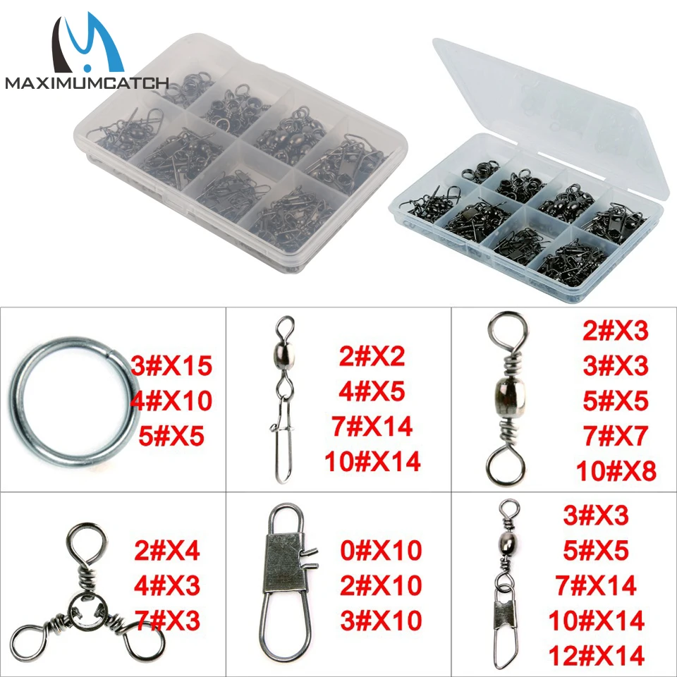 

Maximumcatch 182pc Fishing Swivel Set Fishing Lure Accessory Snap Swivel Set Multi Size And Model Fishing Swivel