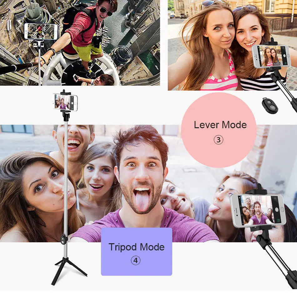 Складная селфи палка Bluetooth + штатив затвор Съемник Штатив для Xiaomi Android iPhone палки |