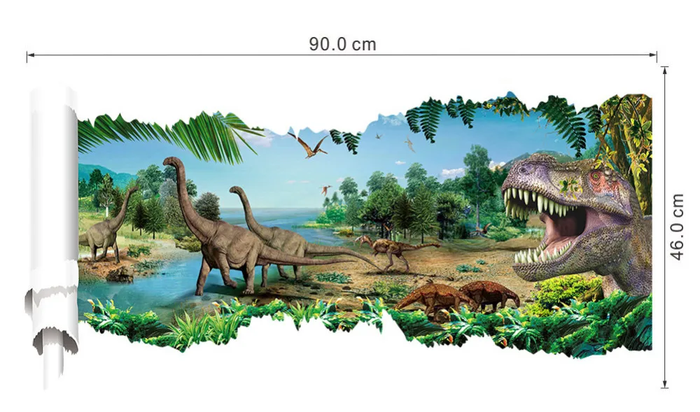 3D эффект Юрского периода области динозавра Dino Наклейки на стену домашние декоративные номер Задний план стены Стикеры Наклейка