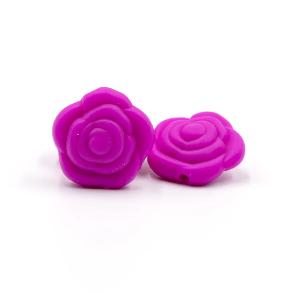 Fuchsia 10 шт. розовые силиконовые бусины 20 мм мини цветок ожерелье-прорезыватель бусины BPA бесплатно Perle силиконовые Товары для ухода за ребенком игрушки - Цвет: Fuchsia