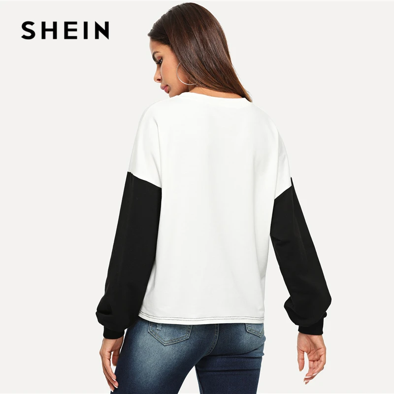 SHEIN Спортивный Свитшот С Контрастными Полосами Стильная Толстовка Длинным