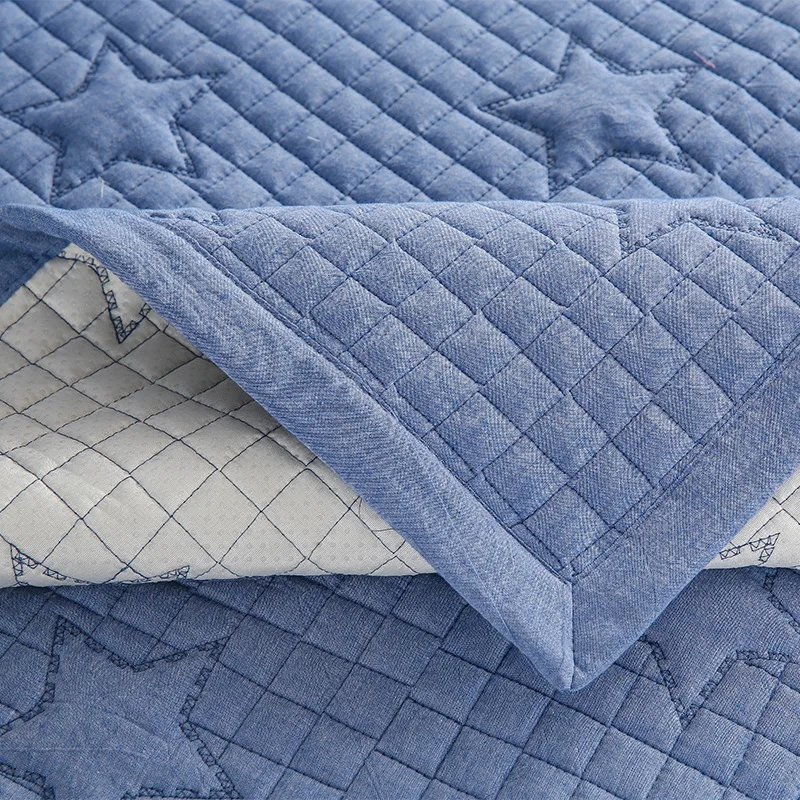 Однотонный чехол для дивана с тиснением в виде звезд хлопковый нескользящий