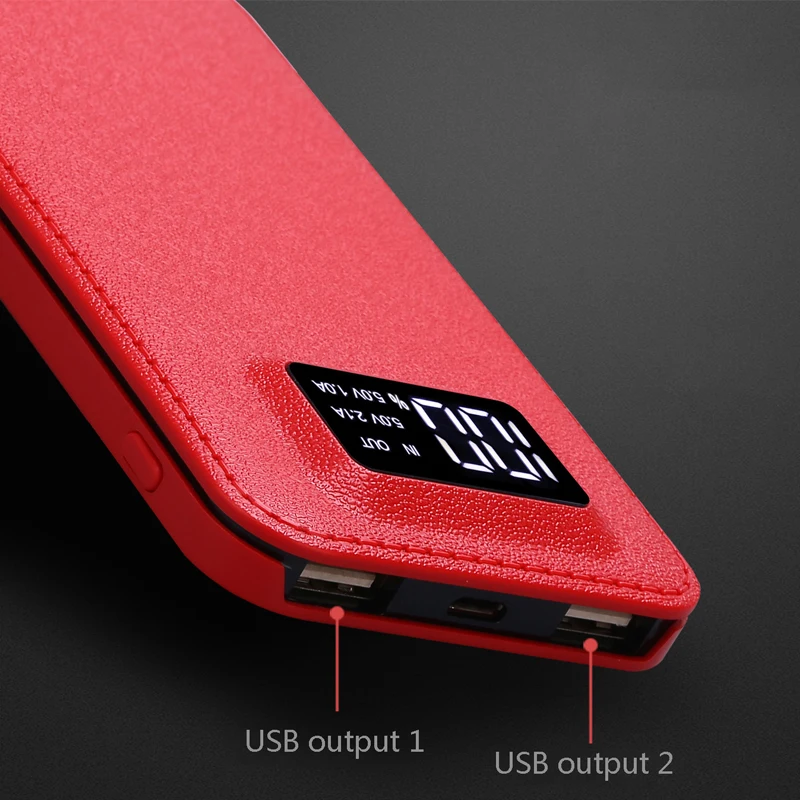 10000 мАч Внешний аккумулятор повербанк 2 USB LCD портативное зарядное устройство для