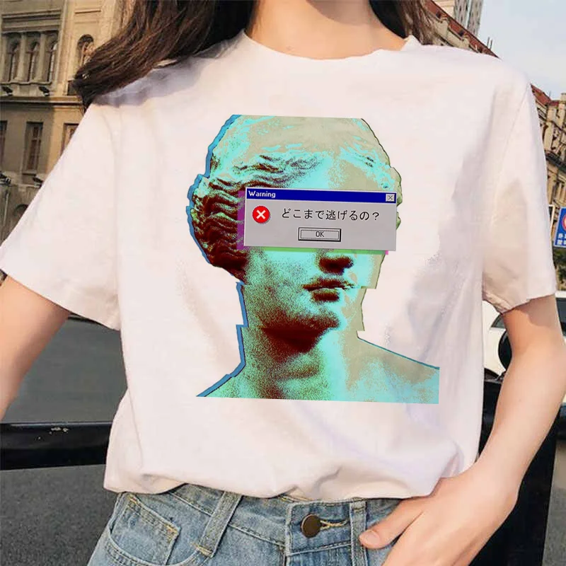 Michelangelo Vaporwave Футболка женская футболка женская Давид каваи корейский harajuku Графический ulzzang 90s эстетические рубашки - Цвет: 5303