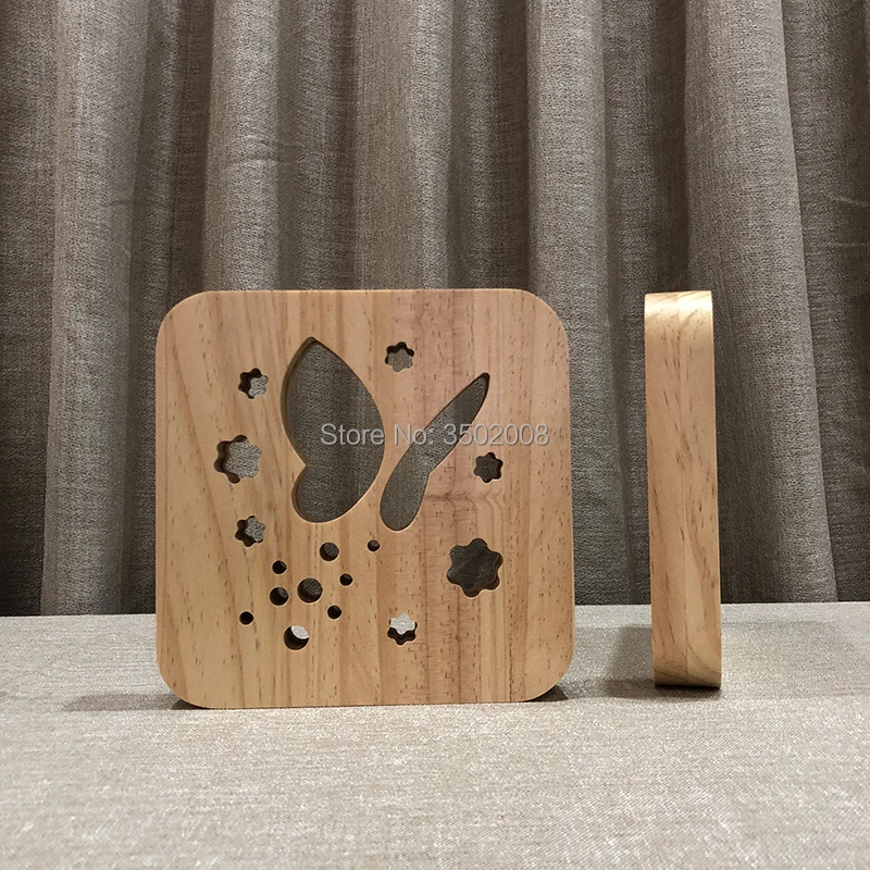 Мультяшный деревянный цветок бабочка полый дизайн Ночная лампа теплое Освещение