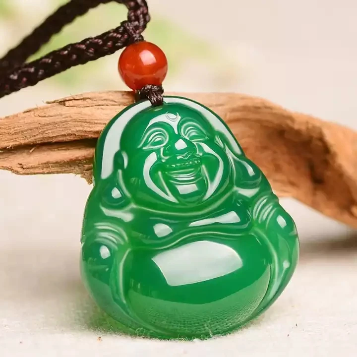 Натуральный ледяной нефритовый халцедон и агат подвеска Будды|Статуэтки