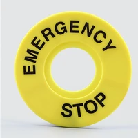 5pcslot abs emergency stop button switch alarm ring yellow sign button box warning stop outer dia 60mm opening 22mm