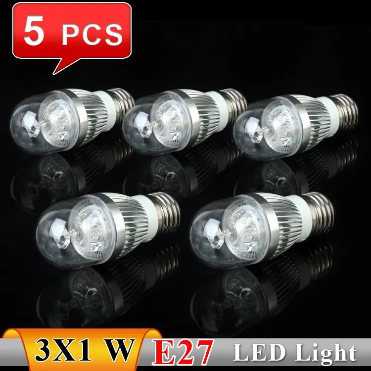 5PCS 3W High quality CE ROHS Approved E27 power AC85~265V white/warm white LED Bulb Light Lamp Candle light|light|light rechargeablelight pressure |