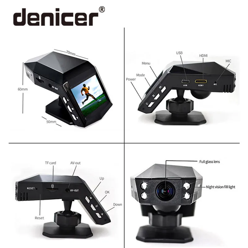 Автомобильный видеорегистратор Denicer с двумя объективами Full HD 1920x1080 P камерой