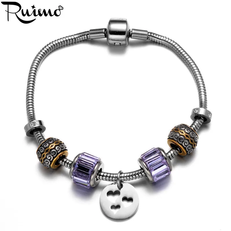 Браслет RUIMO из нержавеющей стали 316l в форме сердца женский браслет|snake chain
