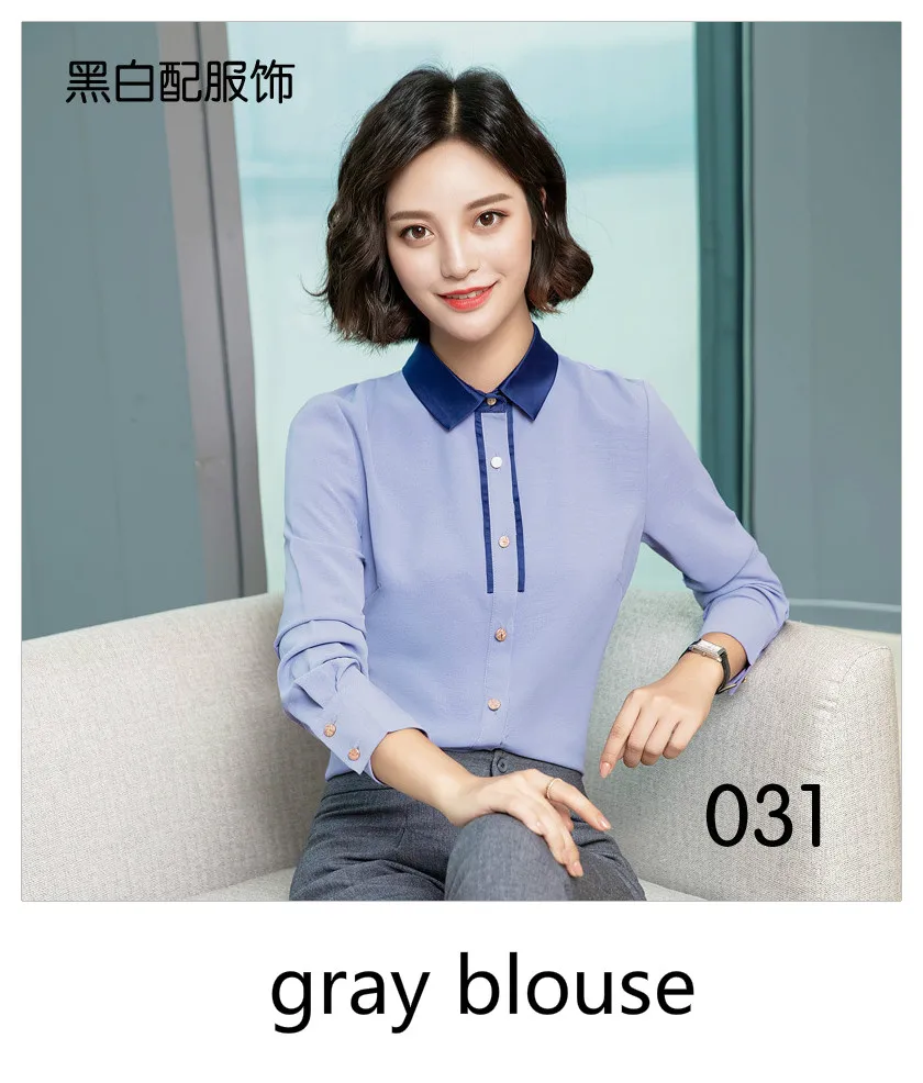 031 gray shirt Высокое качество дизайнерский Блейзер женский с длинным рукавом на пуговицах костюм куртка-блейзер внешний Темно-Синий Серый Черный офисный Женский блейзер - Цвет: 031 gray shirt