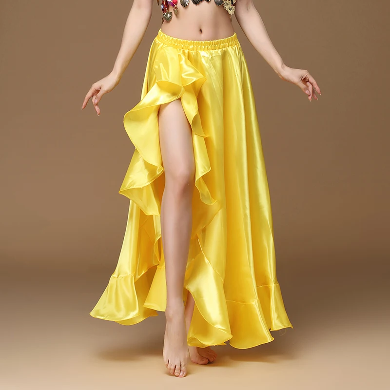 Falda larga de satén para danza del vientre, falda de satén para mujer, Sexy, Oriental, profesional, novedad de 2022