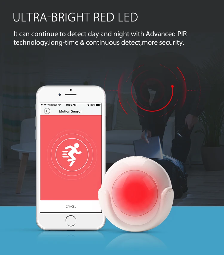 YobangSecurity Smart WiFi PIR датчик движения сенсор для Amazon Alexa помощник пластиковый