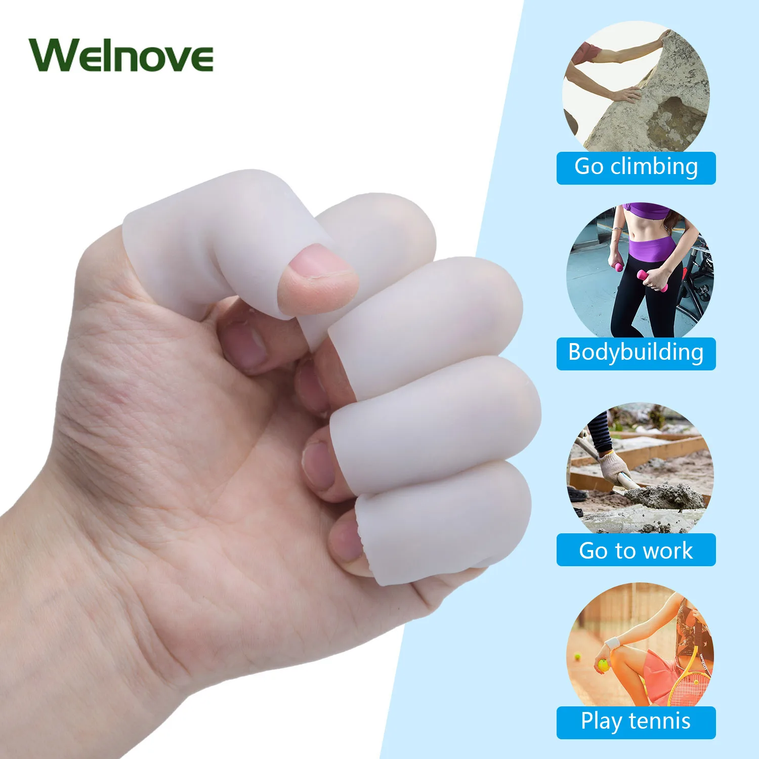 

4pcs/2pairs Sleeves Separators Protector Prevent Injuries Skin Blisters Callus Soft Silicone Gel Tube Finger Protector D1197