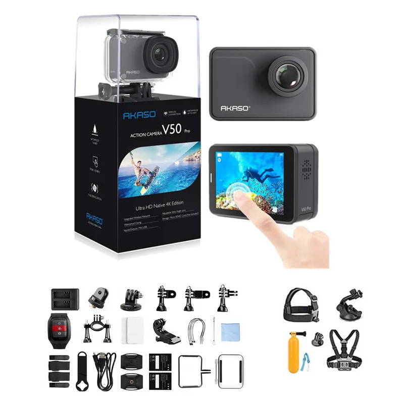AKASO V50 pro 4K 20MP Wifi Экшн-камера Ultra HD с EIS 30 м подводный водонепроницаемый пульт дистанционного управления спортивная видеокамера+ шлем аксессуары