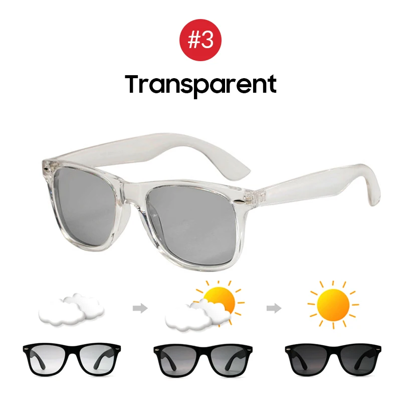 3 Transparent VIVIBEE, классический дизайн, квадратные поляризованные мужские солнцезащитные очки для вождения, фотохромные полярные солнцезащитные очки,, трендовые, высокое качество, оттенки - Цвет линз: 3 Transparent