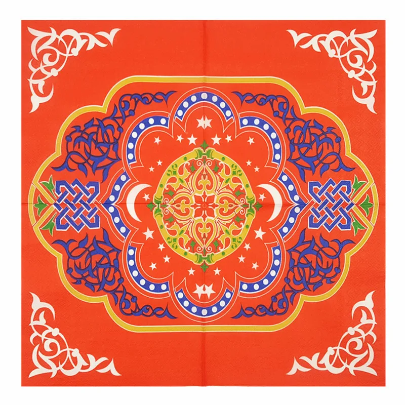 Винтаж бумажная салфетка для декупажа красный тканевый цвета: золотистый синий