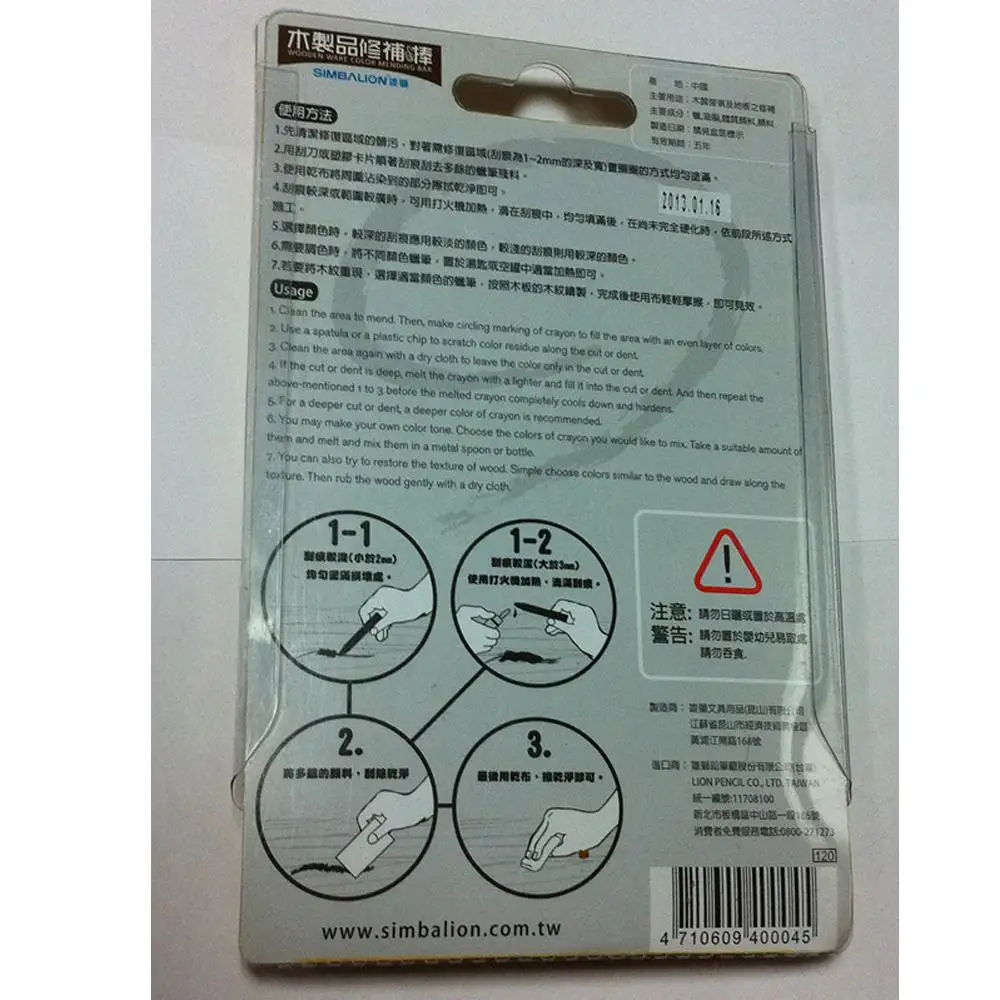 6 шт. в упаковке сенсорные Мелки восковые палочки для наполнения царапин