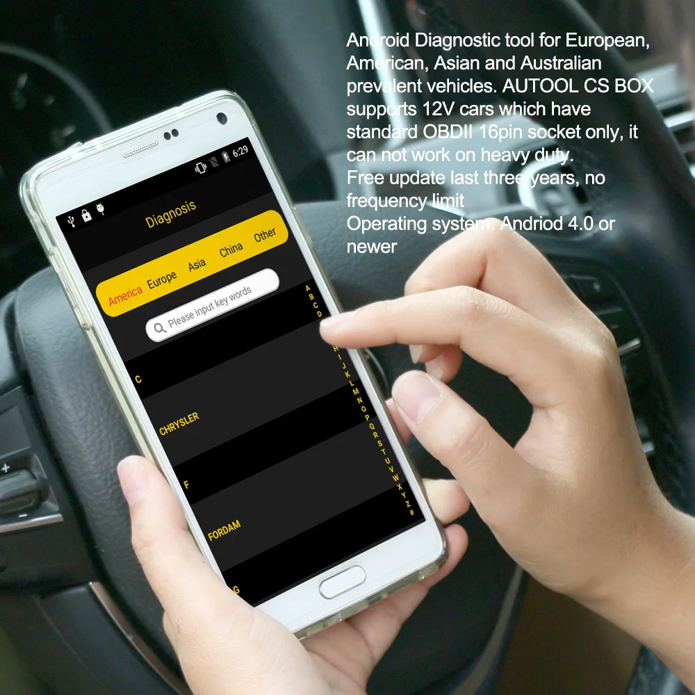 

AUTOOL CS BOX OBDII Auto Diagnostic Tool ETC Airbag ABS PDF Key Coding Full System Bluetooth For Android Tablet PC Smart Phone
