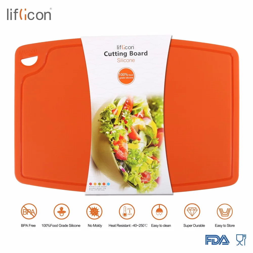 Liflicon большая силиконовая разделочная доска для мяса и овощей, нескользящая Гибкая разделочная доска, противомикробные толстые разделочные доски