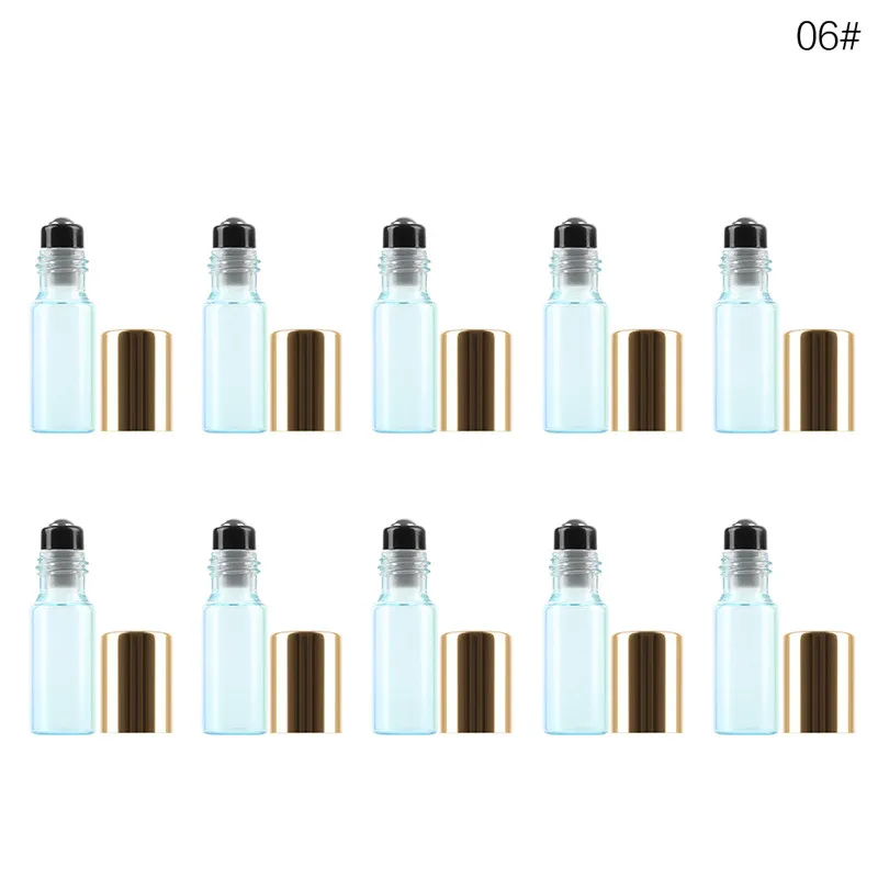 06 Black Gold 10 шт./компл. 5 мл перламутровые стеклянные бутылки синий флакон духов ролл на бутылке мини жидкое эфирное масло Макияж Контейнер для путешествий - Цвет: 06 Black Gold
