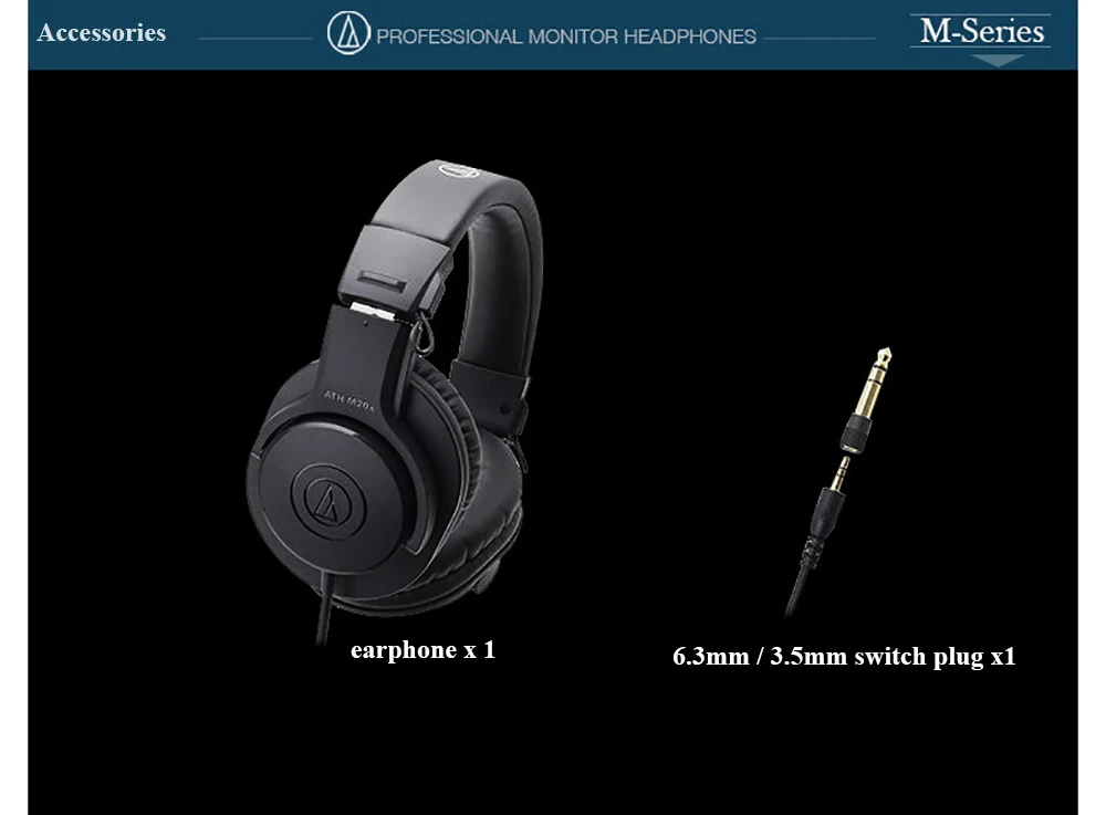 Оригинальная аудиотехника ATH-M20X наушники проводной профессиональный монитор наушники с закрытыми ушами динамический глубокий бас 3,5 мм