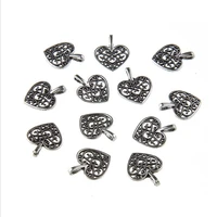 10pcslot retro anique silver hollow heart charms beads connectors for necklace bracelet diy pendant jewelry making accessories