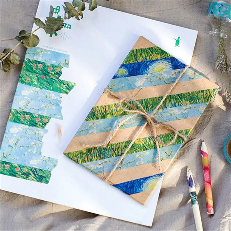 Фото 1 шт. ленты васи DIY Ван Гог бумага для рисования малярная лента декоративные клейкие ленты наклейки для скрапбукинга размер 15 мм * 7 м №4