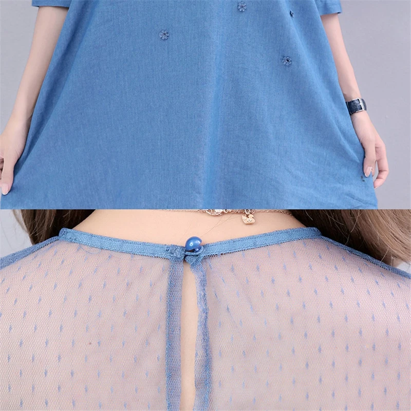 Летнее женское платье 2019 новая сетка плюс Размеры кружева шить Женское средней