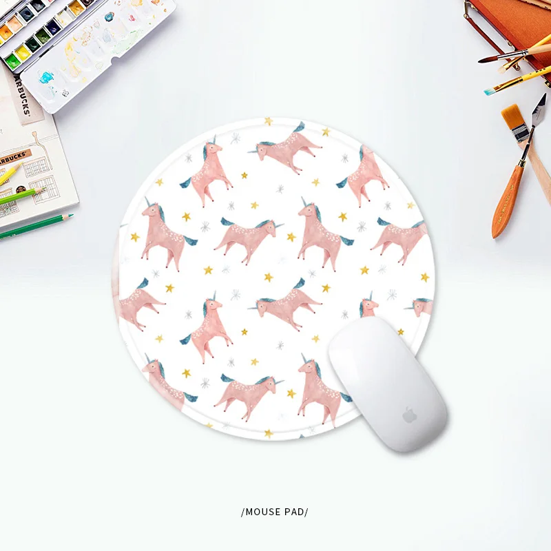 Literary DIY Personal Mouse Pad mat Small 24cm Round UNICORN CAT Customized Desktop Large Size Mousepad with Locking Edge | Компьютеры и