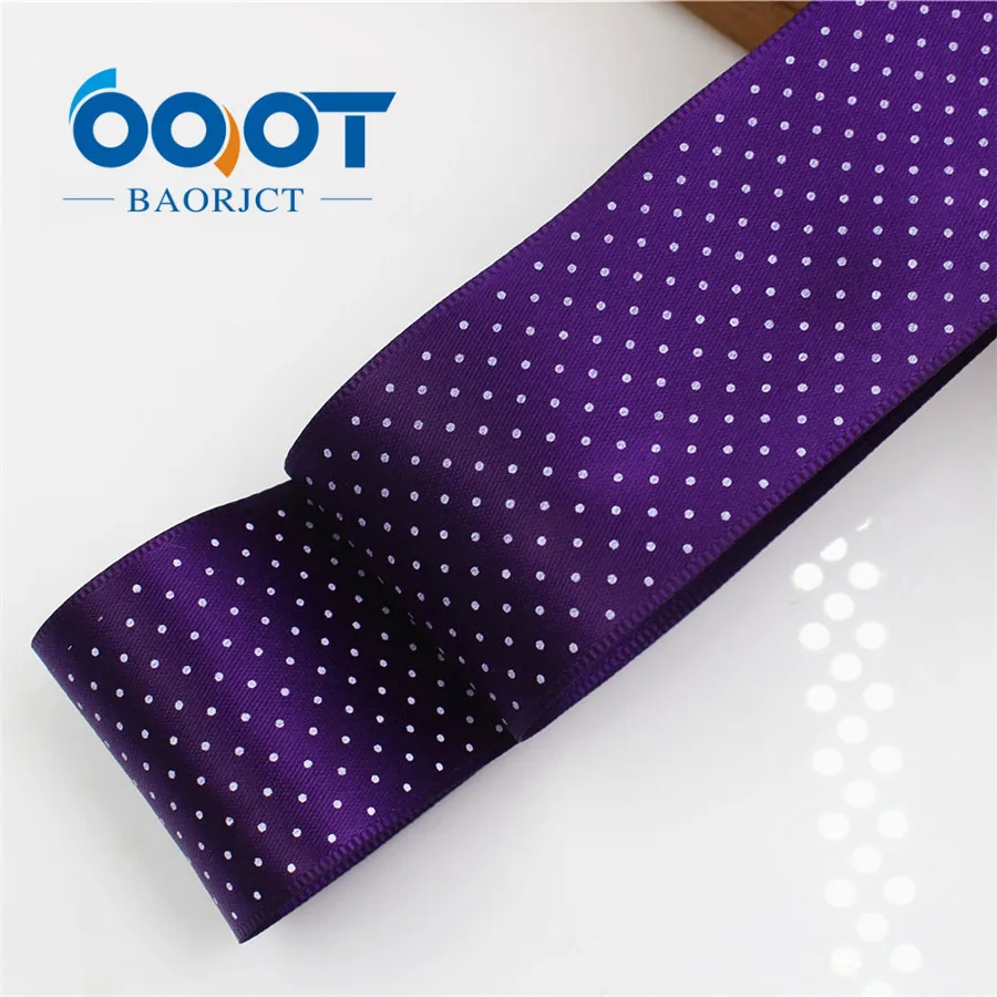 OOOT BAORJCT 176221 38 мм, белая в горошек атласная лента в горошек, 10 ярдов лента для шитья, аксессуары для головных уборов ручной работы - Цвет: 0285