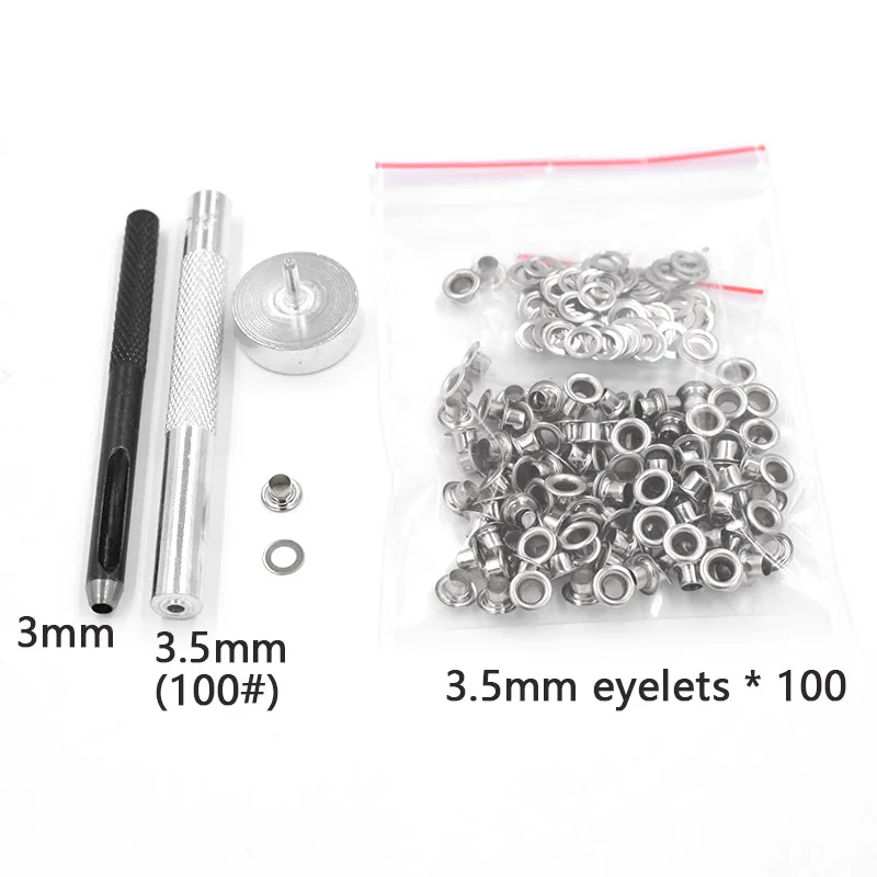 3.5MM 1 шт. инструмент для пробивания+ 1 шт. петельки для ручного стучания+ 100 наборов петель для скрапбукинга металлические люверсы для самостоятельного шитья домашней одежды - Цвет: 3.5MM