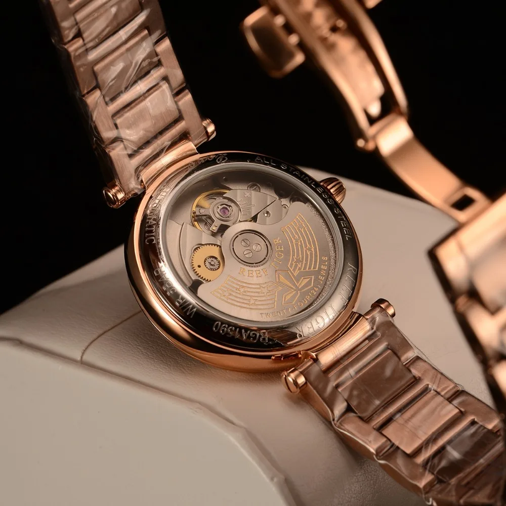 Reef Tiger/RT Brand Luxury Rose Gold Women Watch Diamond Polaris Dial Automatic Bracelet Watches New reloj mujer RGA1590 enlarge