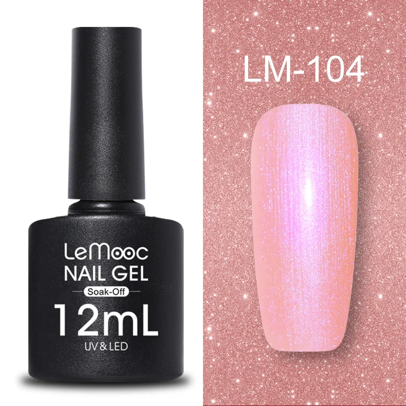 LM-104 LEMOOC, 12 мл, Цветной Гель-лак для ногтей, блестки, блестки, полуперманентный замачиваемый лак, УФ-гель, сделай сам, Гель-лак для ногтей - Цвет: LM-104