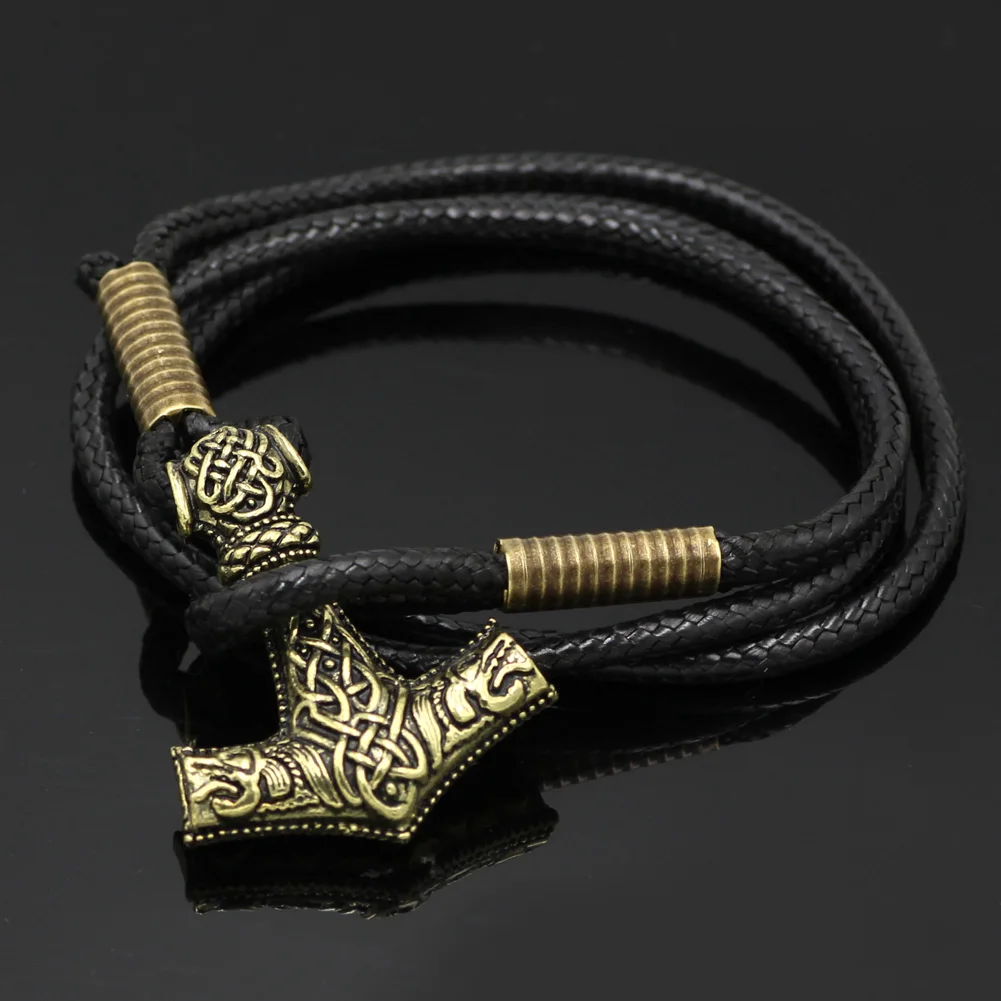 Youeshone 10pcs Men Norse God Viking Odin Wolf THOR'S HAMMER MJOLNIR Bracelet- 23cm | Украшения и аксессуары