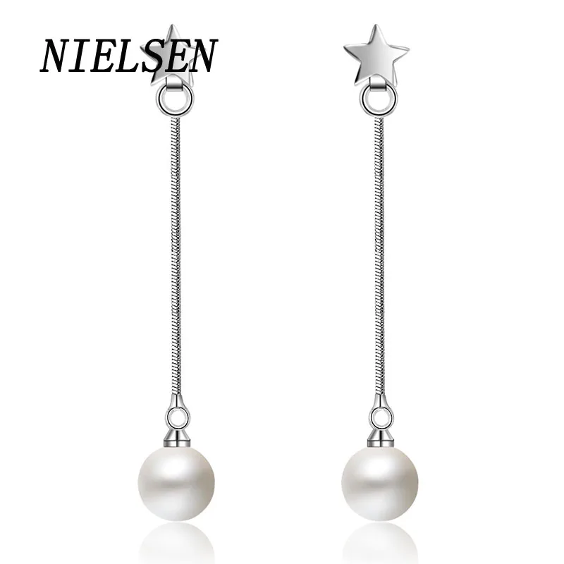 Нильсен пятиконечная звезда жемчужной сережкой Женский кисточки раздел круглый
