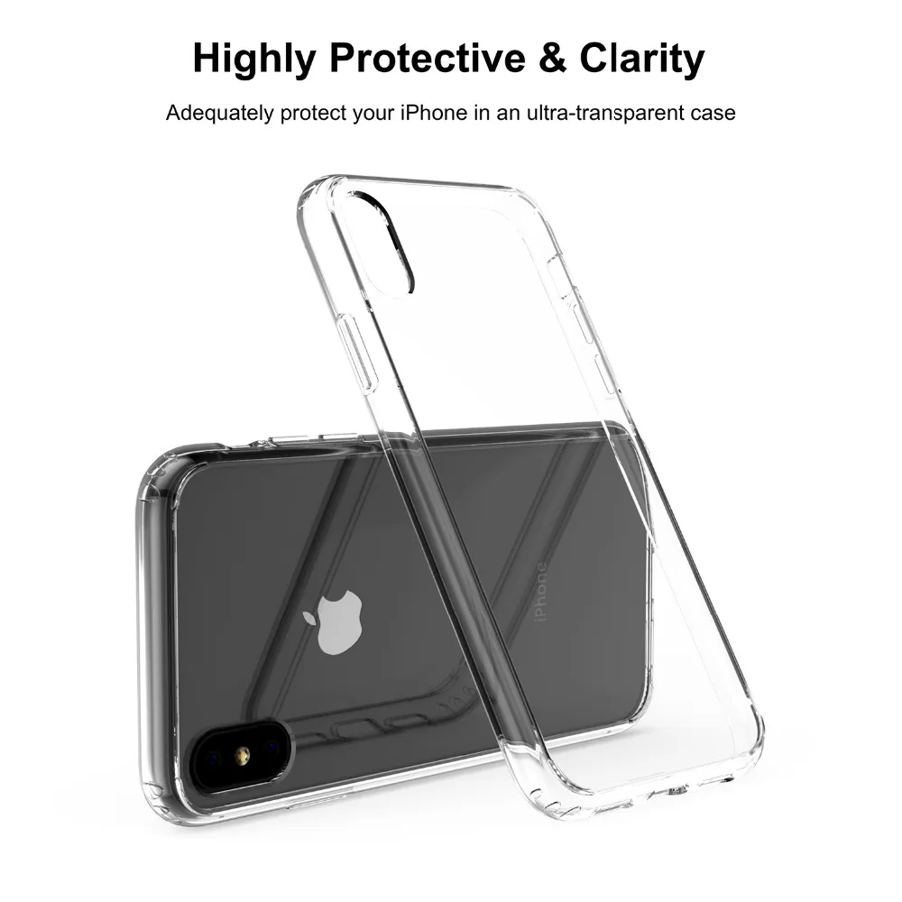 Чехлы для Iphone X XS мода Ультра Прозрачный тонкий sleek ударопрочность царапинам